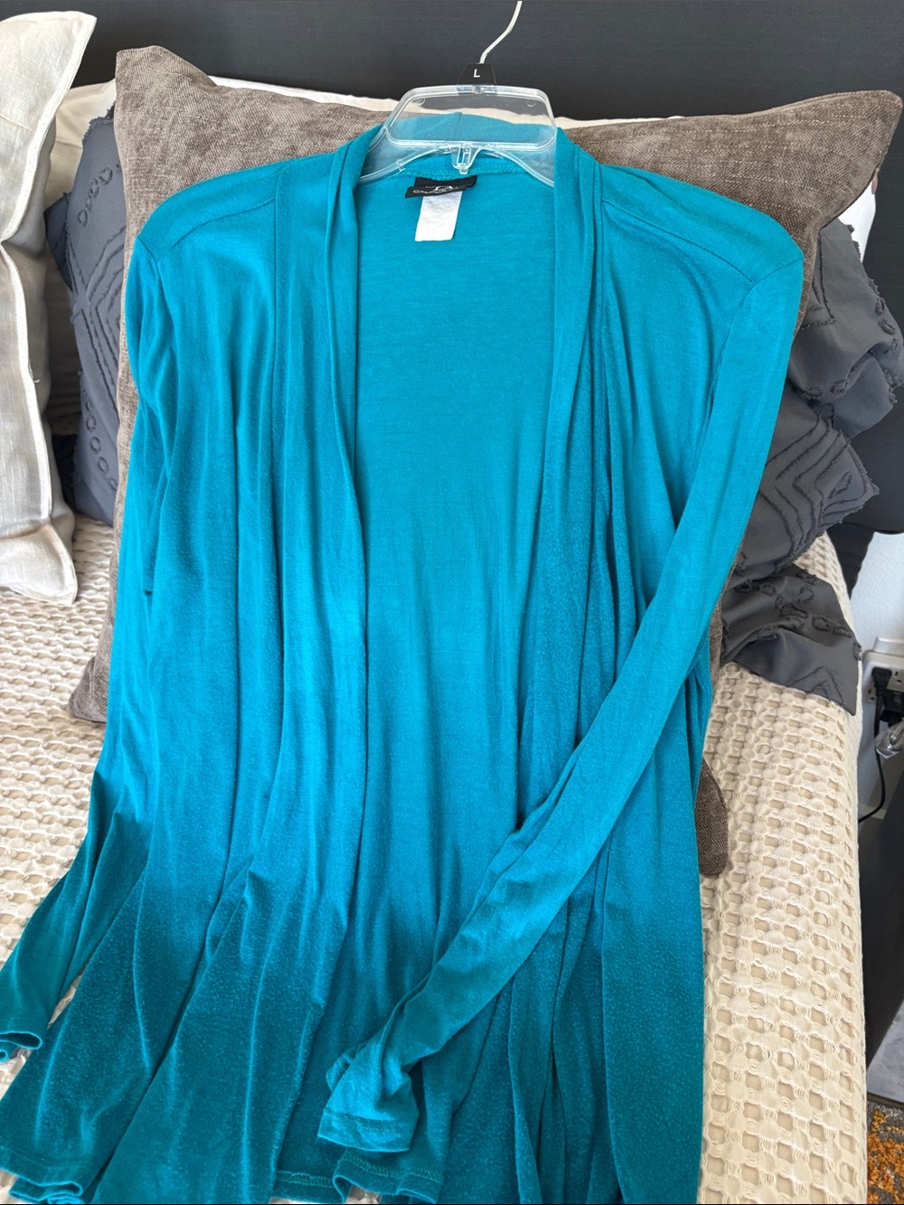 Open-Front Teal Women's Cardigan Sweater - Lightweight Draped Long Sleeve